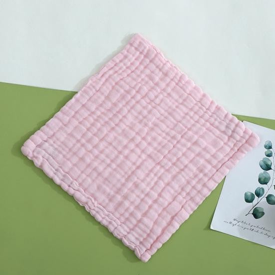 Prosop Bebelusi Absorbant, Tifon din Bumbac 100% pentru Fata si Baită, 6 Straturi, Agatatoare, 30 x 30 cm, Roz