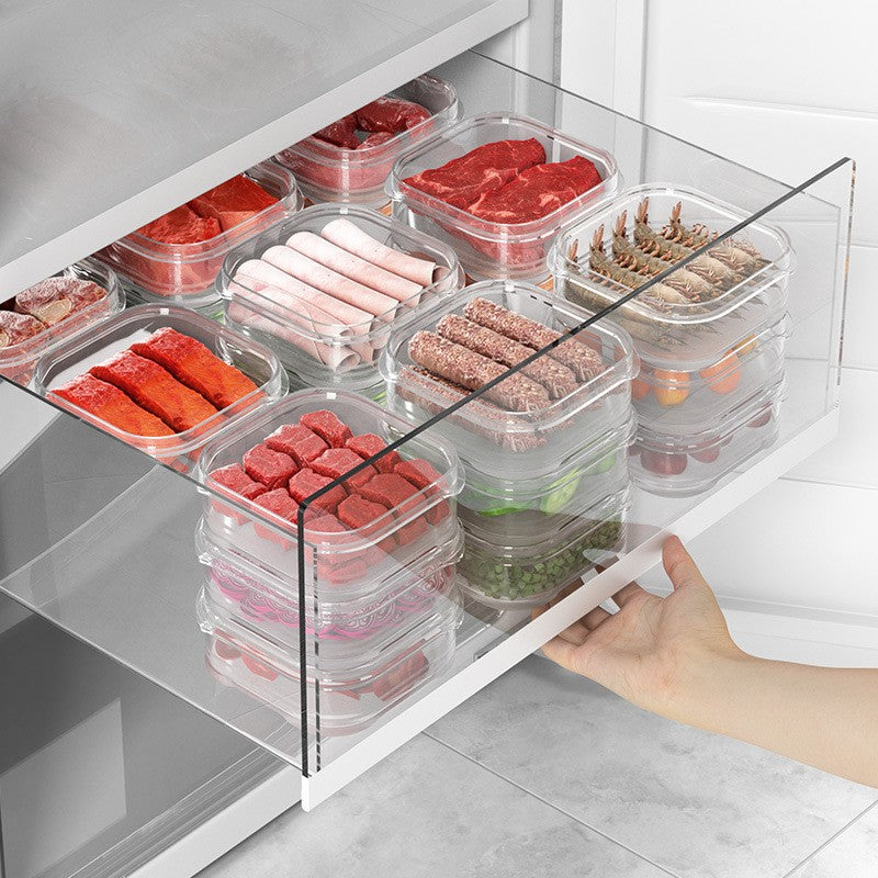 Caserola Alimentara pentru Frigider, Cutie Depozitare Alimente cu Inchidere Etansa, Forma Dreptunghiulara, Plastic Transparent, 350 ml, 12 x 12 x 4.5 cm