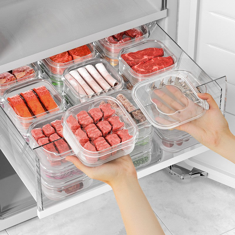Caserola Alimentara pentru Frigider, Cutie Depozitare Alimente cu Inchidere Etansa, Forma Dreptunghiulara, Plastic Transparent, 350 ml, 12 x 12 x 4.5 cm