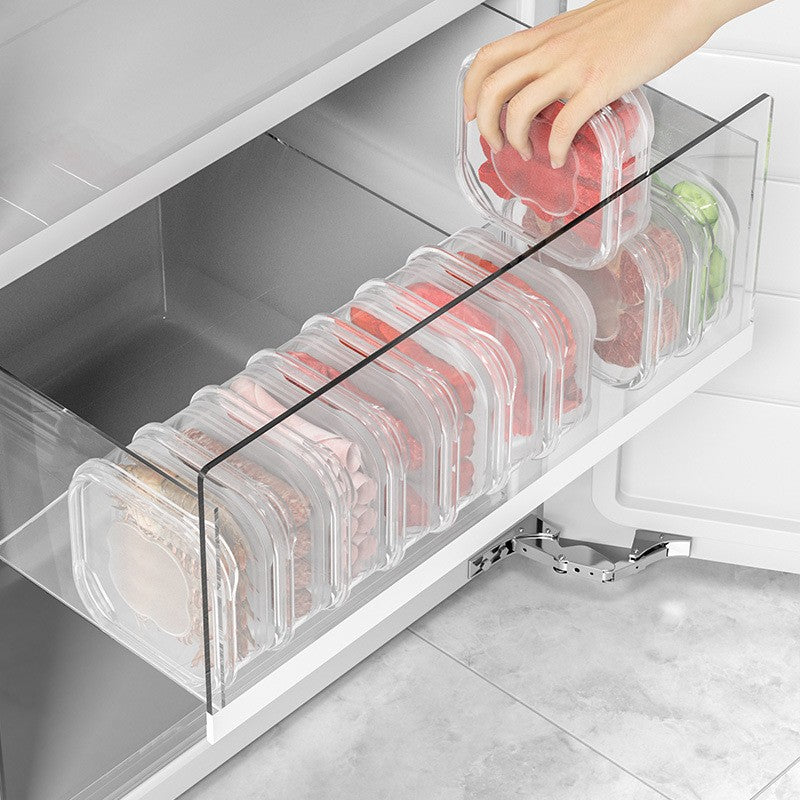 Caserola Alimentara pentru Frigider, Cutie Depozitare Alimente cu Inchidere Etansa, Forma Dreptunghiulara, Plastic Transparent, 350 ml, 12 x 12 x 4.5 cm