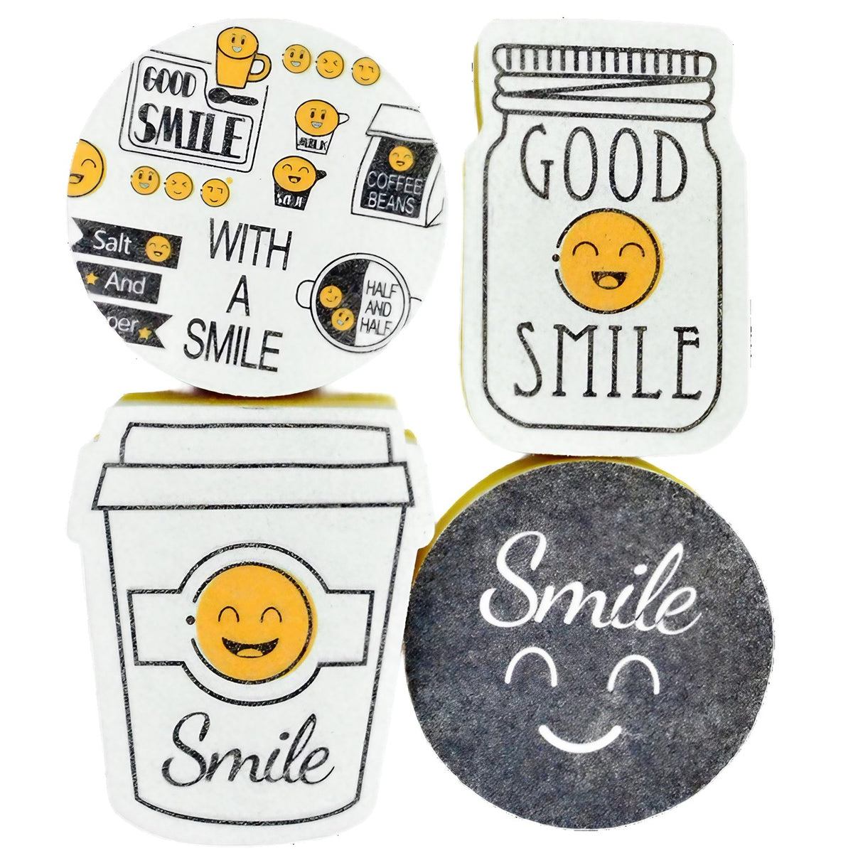 Set 4 Bureți de Vase cu Design Amuzant, Strat Abraziv și Moale, Burete Curățare Bucătărie, Model Funny 2, Multicolor