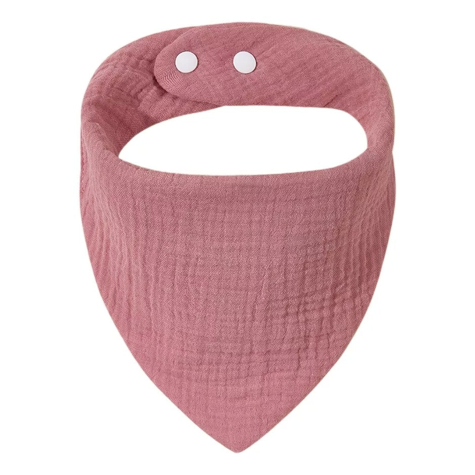 Baveta Triunghiulara pentru Copii, Esarfa Bebeluși Impermeabila, Bumbac 100%, Inchidere cu Capse Reglabile, 0-12 Luni, 33x32 cm, Roz