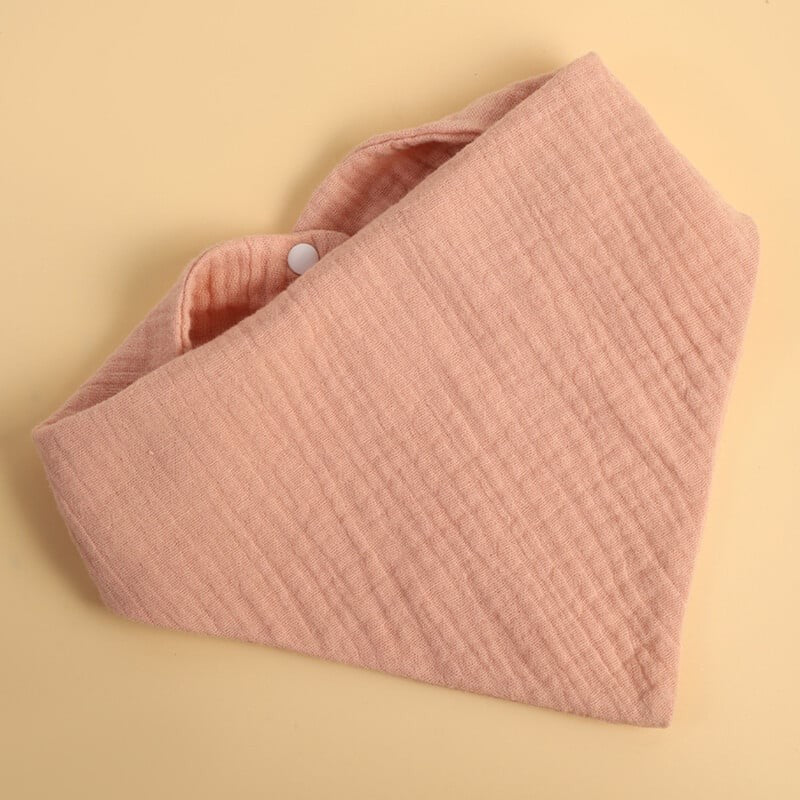 Baveta Triunghiulara pentru Copii, Esarfa Bebeluși Impermeabila, Bumbac 100%, Inchidere cu Capse Reglabile, 0-12 Luni, 33x32 cm, Roz