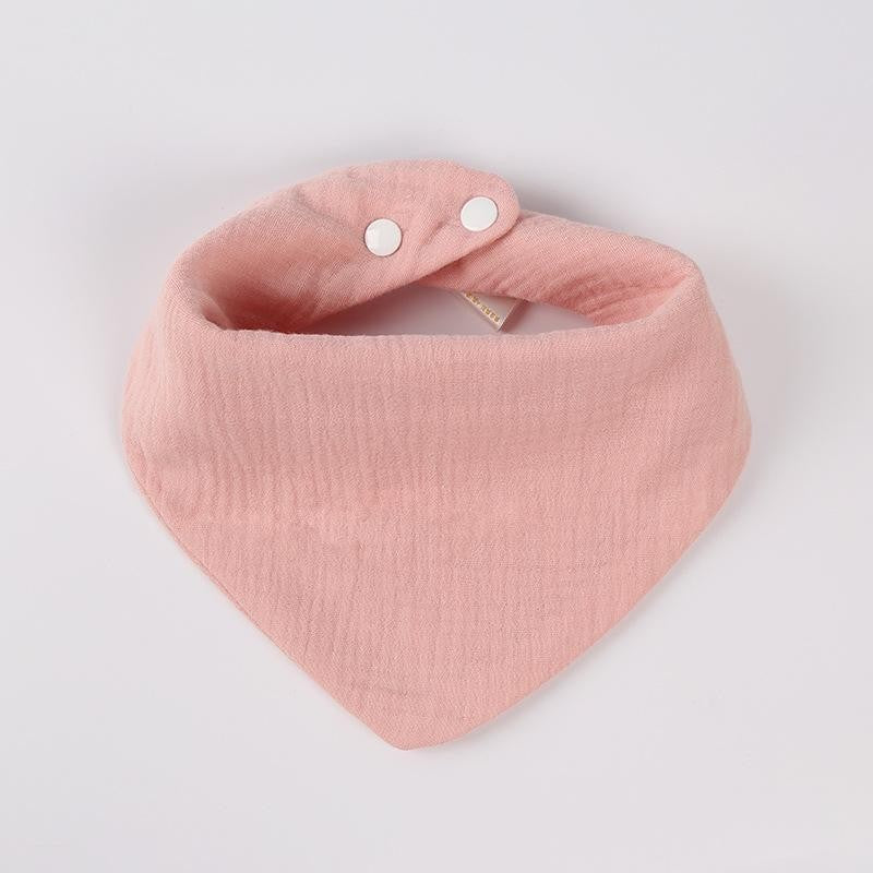 Baveta Triunghiulara pentru Copii, Esarfa Bebeluși Impermeabila, Bumbac 100%, Inchidere cu Capse Reglabile, 0-12 Luni, 33x32 cm, Roz