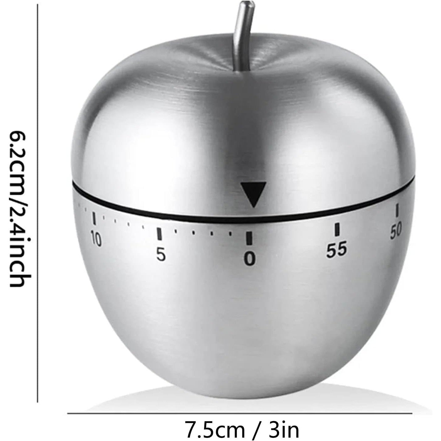 Cronometru de Bucatarie Mecanic, Temporizator 60 Minute, Alarma Sonora, Forma de Mar, Otel Inoxidabil, 7.5 x 6.2 cm, Argintiu