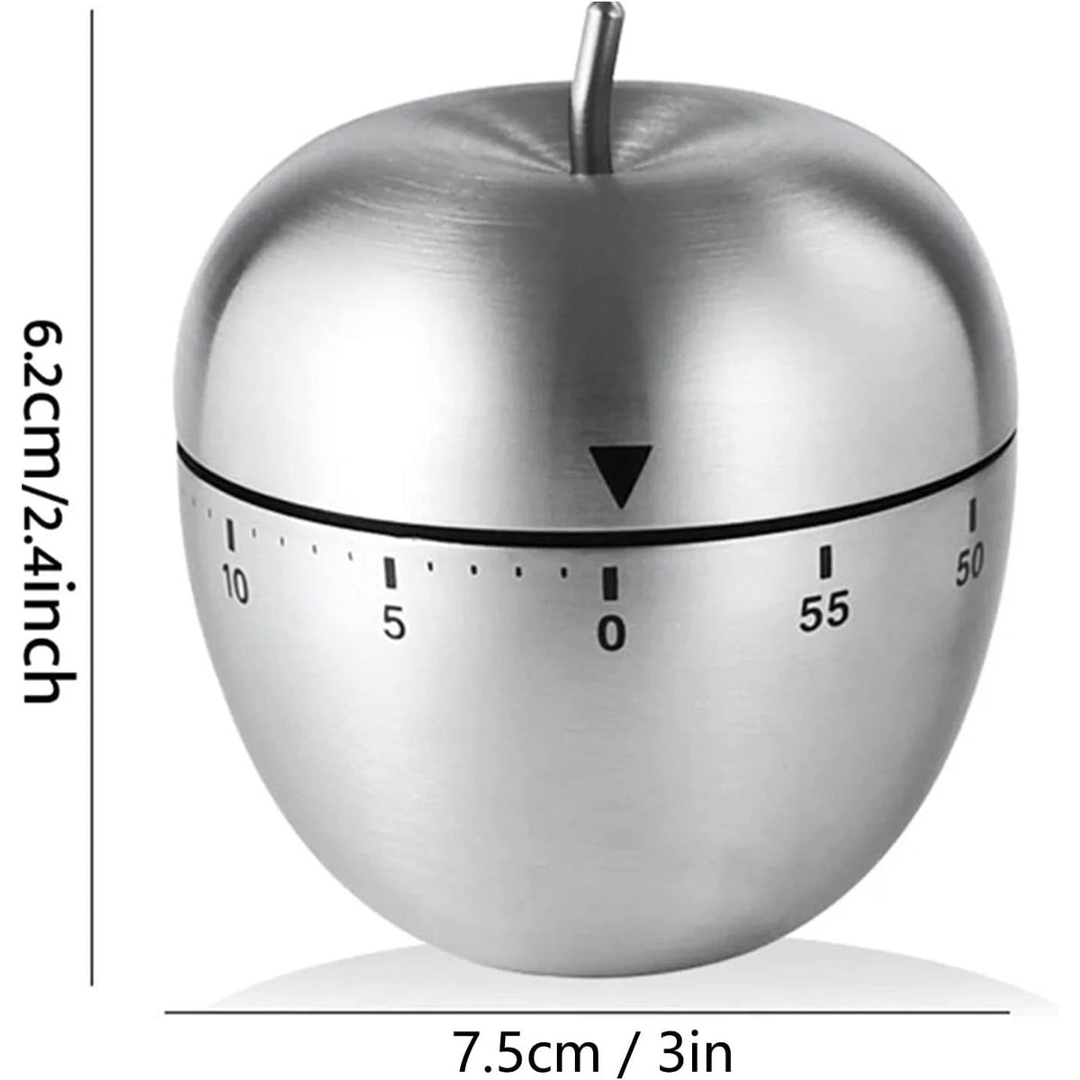 Cronometru de Bucatarie Mecanic, Temporizator 60 Minute, Alarma Sonora, Forma de Mar, Otel Inoxidabil, 7.5 x 6.2 cm, Argintiu