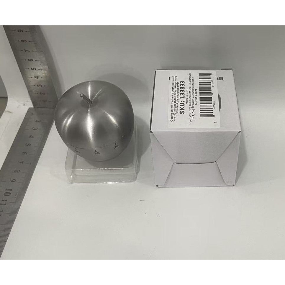 Cronometru de Bucatarie Mecanic, Temporizator 60 Minute, Alarma Sonora, Forma de Mar, Otel Inoxidabil, 7.5 x 6.2 cm, Argintiu