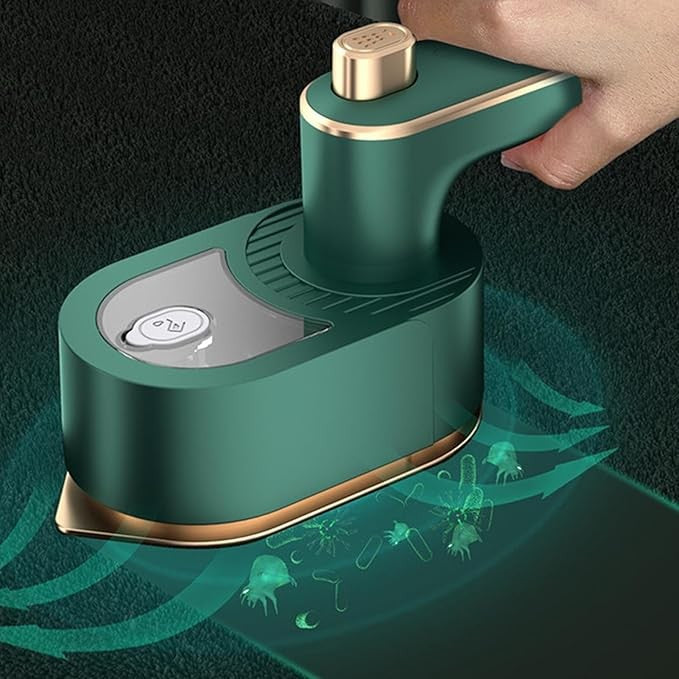 Mini Fier de Calcat Portabil si Pliabil, Calcare Verticala si Orizontala cu Abur, Talpa Titan Ceramic, Incalzire Rapida, Rezervor 50 ml, 40W, Verde