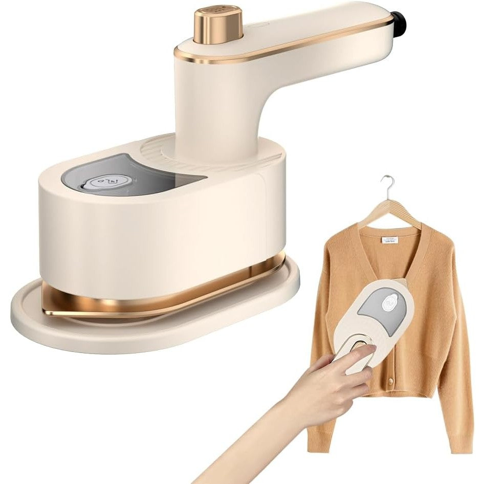 Mini Fier de Calcat Portabil cu Abur, Pliabil pentru Calatorii, Talpa Ceramica din Titan, Incalzire Rapida 30s, Rezervor 50 ml, 40W, Alb