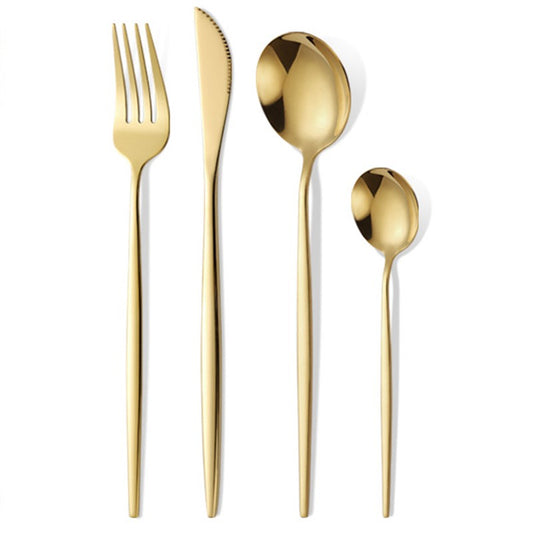 Set Tacamuri Portugheze, Serviciu Masa 24 Piese, Design Modern, Otel Inoxidabil, 6 Persoane, Auriu