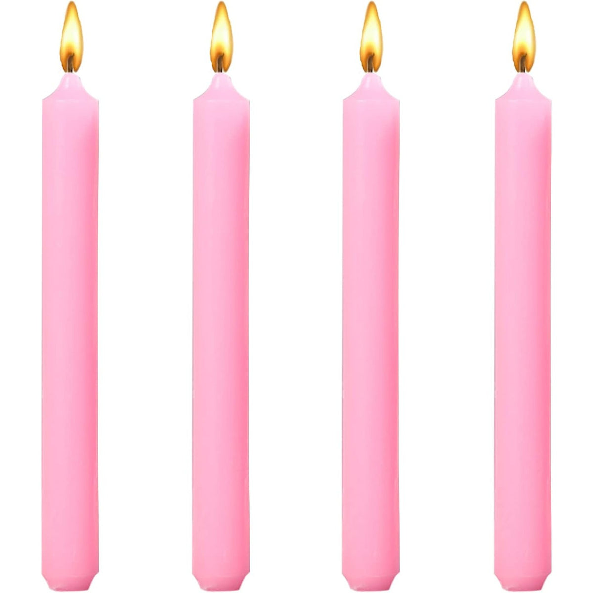 Set 4 Lumanari pentru Masa, Fara Miros si Fara Fum, Lumanari Cilindrice Elegante din Parafina, 2.2 x 25 cm, Roz