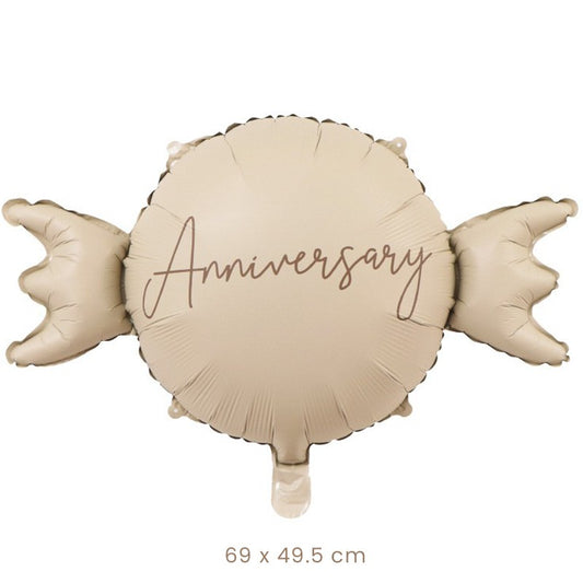 Balon din Folie Metalizata, Figurina Animata Model Bombonica Aniversara, Umflare Aer sau Heliu, include Pai Umflare, 69 x 49.5 cm, Maro Deschis