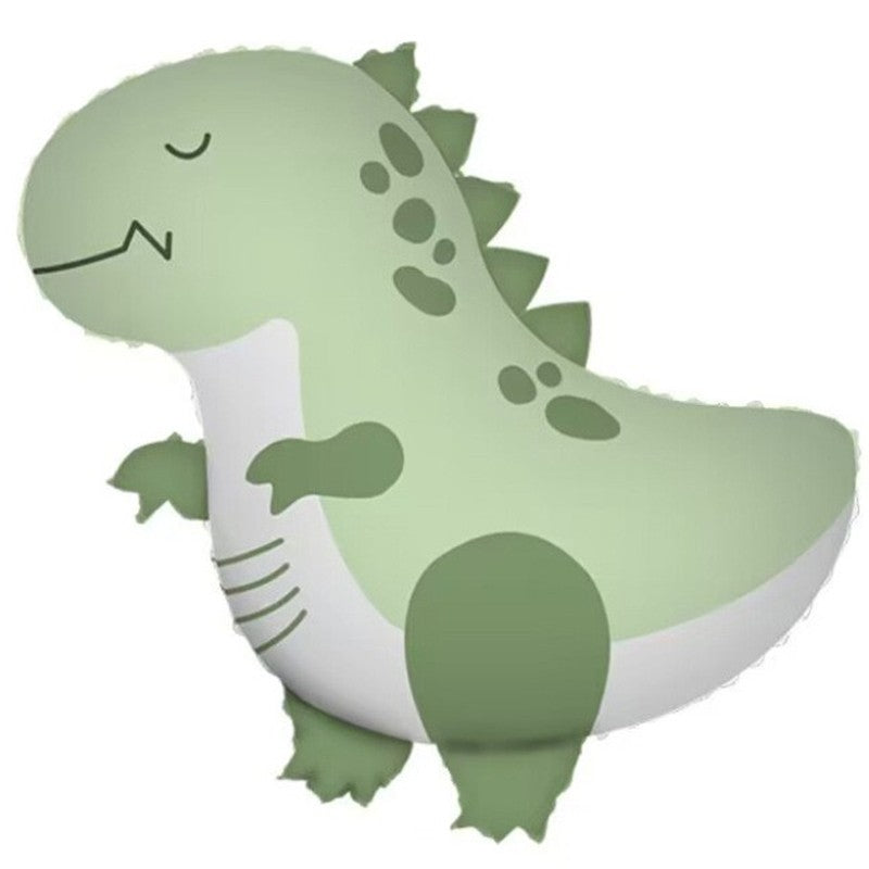 Balon din Folie Metalizată, Figurină Animată Model Dinozaur, Compatibil Aer sau Heliu, Include Pai Umflare, 55 x 54 cm, Verde