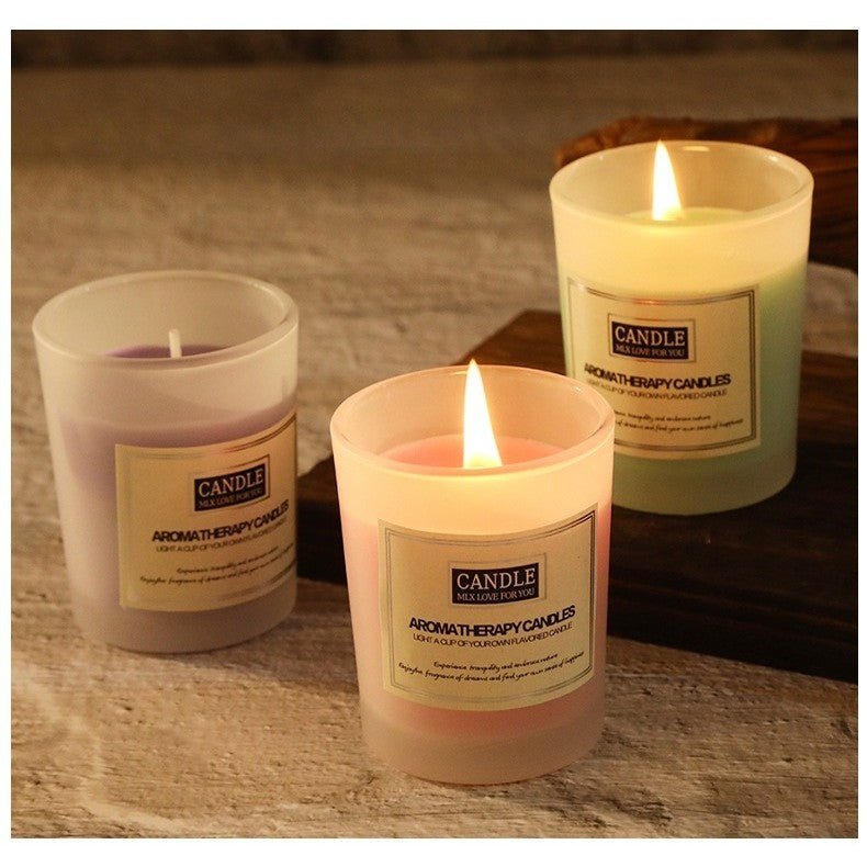 Lumanare Parfumata pentru Aromaterapie, Amestec Ceara de Soia Fara Fum, Borcan Sticla Translucida, Aroma Frezie si Pere, 50 g, 6.2 x 5.2 cm, Alb