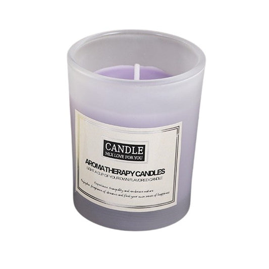 Lumanare Parfumata pentru Aromaterapie, Ceara de Soia Fara Fum, Borcan Sticla Translucida, 50 g, 6.2 x 5.2 cm, Lavanda, Mov