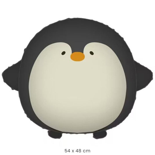 Balon din Folie Metalizata, Figurina Animata Pinguin 3D, Decoratiune Petrecere Tematica, Umflare Aer sau Heliu, include Pai, 54 x 48 cm, Negru