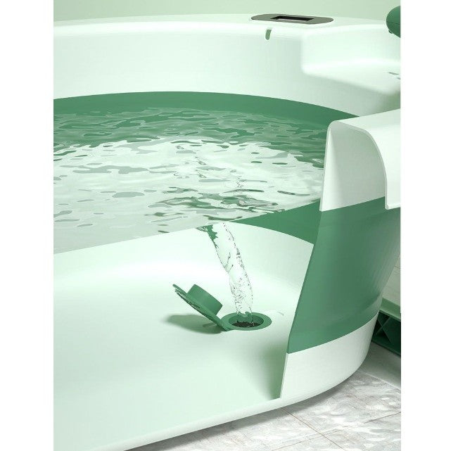 Cada de Baie Pliabila pentru Copii si Bebelusi, Termometru Digital si Perna Suport, Model Balena, Plastic PP si TPE, 0 Luni - 6 Ani, 81.5 x 49 x 21.5 cm, Verde