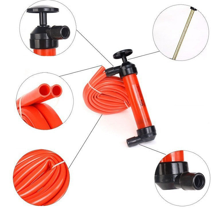 Pompa Manuala pentru Combustibil si Lichide, Debit 5L pe Minut, Transfer Ulei si Motorina, Plastic Rezistent, Furtun 1.2 m, Accesorii Incluse, Rosu