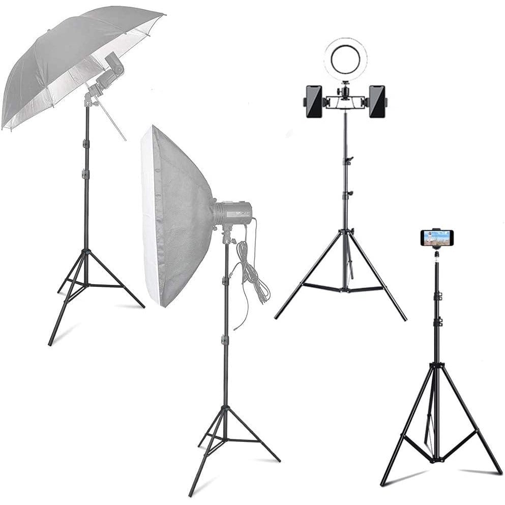 Trepied Universal Extensibil, Stativ Foto Video si Lumini LED, Constructie Metalica, Inaltime Maxima 210 cm, Negru