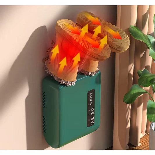 Uscator de Pantofi Electric, Functie de Dezinfectare UV si Dezodorizare cu Ozon, Montaj pe Perete fara Perforare, Timer 3 Trepte, Silentios, PVC, Verde, 140W