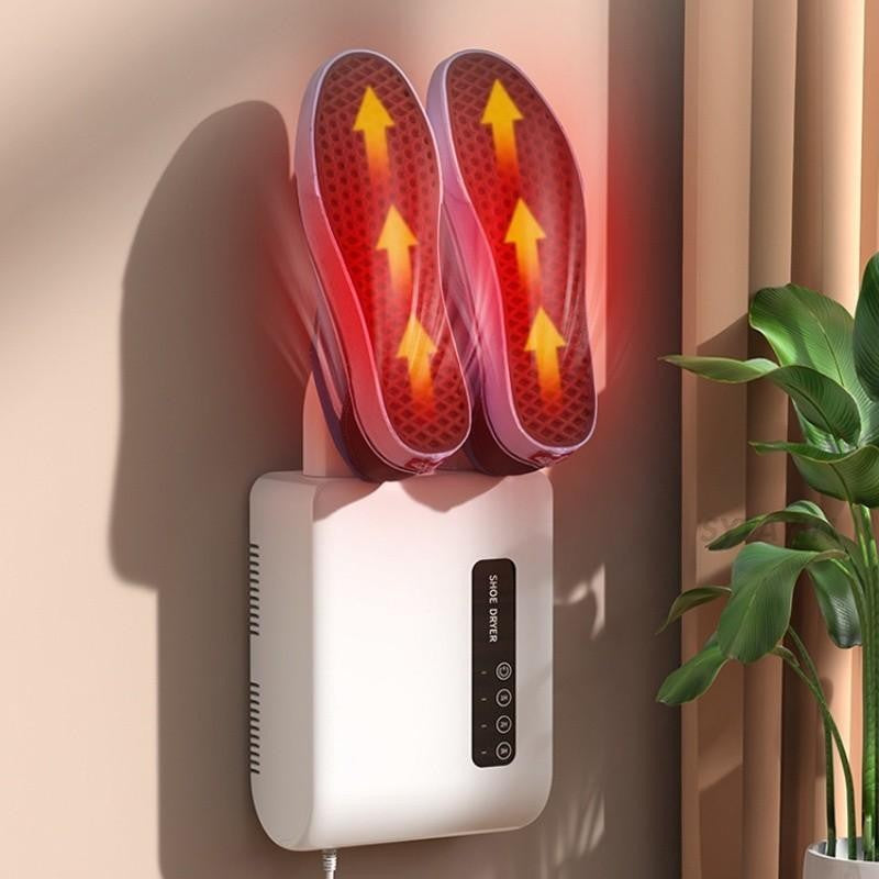 Uscator de Pantofi Electric, Functie Dezinfectare UV si Dezodorizare cu Ozon, Montaj pe Perete fara Perforare, Timer 3 Trepte, Silentios, PVC, Verde