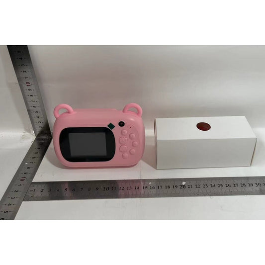 Camera Instantanee pentru Copii, Aparat Foto Selfie cu Imprimare Termica Alb-Negru, Video Full HD 1080P, Ecran 2.4 Inch, Bluetooth, Slot Card TF, ABS si Silicon, Design Iepure, Roz