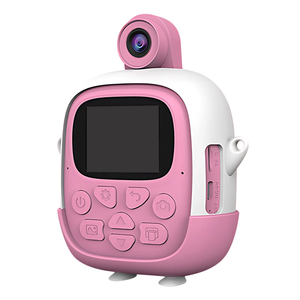 Cameră Foto Instantanee pentru Copii, Imprimare Termică Alb-Negru, Video 720P, 24MP, Bluetooth, Aplicație iOS/Android, Acumulator 1200 mAh, Include 10 Role Hârtie și Markere, Model Iepuraș, Roz