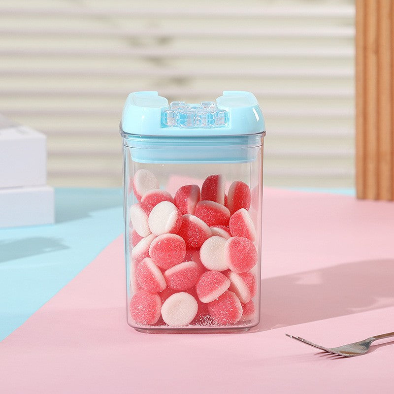 Set 6 Cutii Depozitare Alimente, Recipiente Ermetice Stivuibile, Organizator Bucatarie Transparent, Plastic PP si PET, Capac Albastru, 2x500ml, 2x800ml, 2x1200ml