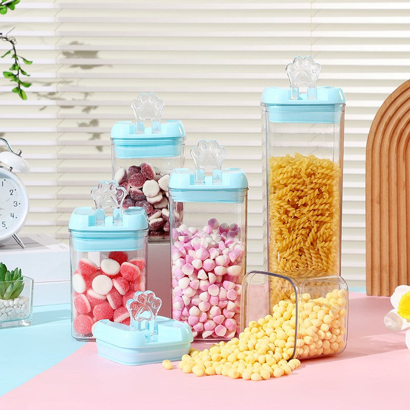 Set 7 Cutii de Depozitare Alimente, Recipiente Stivuibile cu Inchidere Ermetica, Plastic PP si PET Transparent, Capace Albastre, 7 Bucati, 0.5L - 1.9L