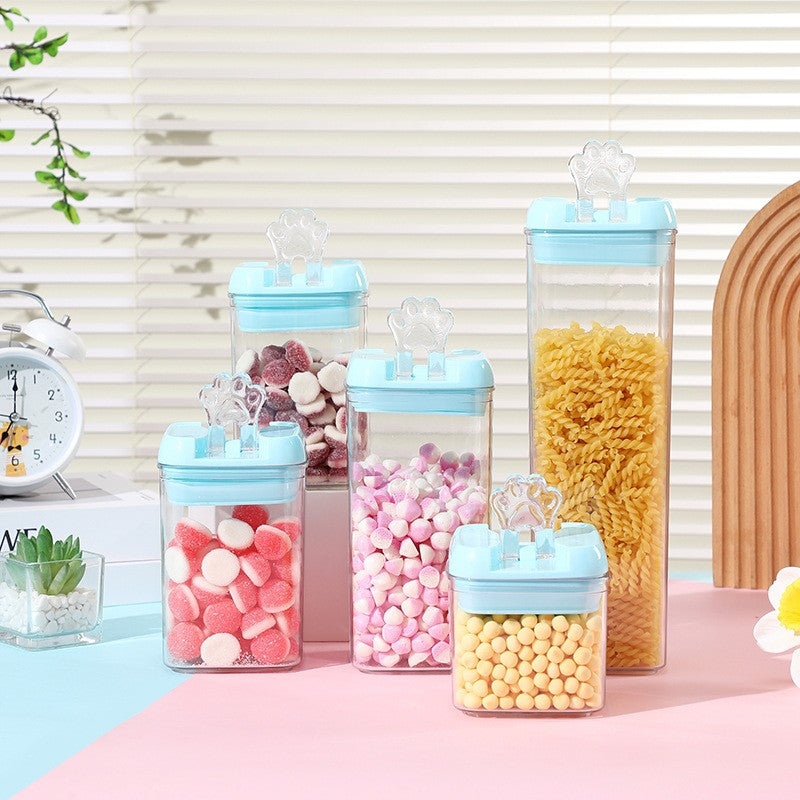 Set 7 Cutii de Depozitare Alimente, Recipiente Stivuibile cu Inchidere Ermetica, Plastic PP si PET Transparent, Capace Albastre, 7 Bucati, 0.5L - 1.9L