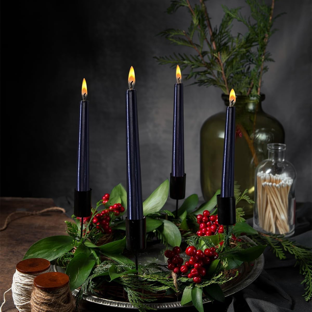 Lumanare Decorativa Pentru Masa, Model Subtire Fara Fum, Ardere 7.5 Ore, Parafina, 2.2 x 25 cm, Negru
