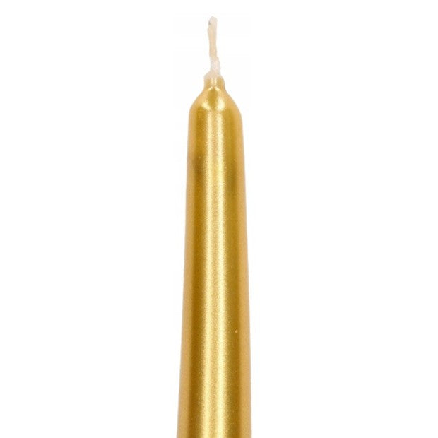 Lumânare Decorativă pentru Masă, Design Clasic Lung și Subțire, Fără Fum, Timp Ardere 7.5 Ore, Parafină Solidă, 2.2 x 25 cm, Auriu
