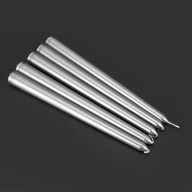 Lumânare Decorativă pentru Masă, Design Cilindric Fără Fum, Timp Ardere 7.5h, Parafină Solidă, 2.2 x 25 cm, Argintiu