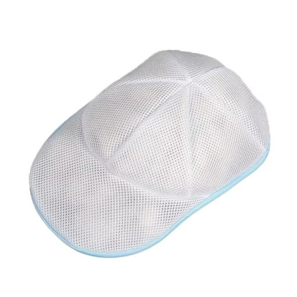Husă de Spălare pentru Șapcă, Protecție Anti-Deformare pentru Mașina de Spălat, Poliester cu Fermoar, 25 x 34 cm, Alb/Albastru