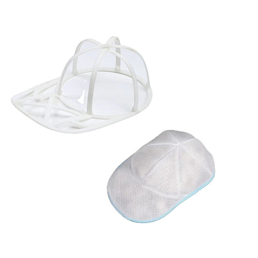 Husă de Spălare pentru Șapcă, Protecție împotriva Deformării cu Suport Inclus, Poliester cu Fermoar, 25 x 34 cm, Circumferință 53 cm, Alb/Albastru