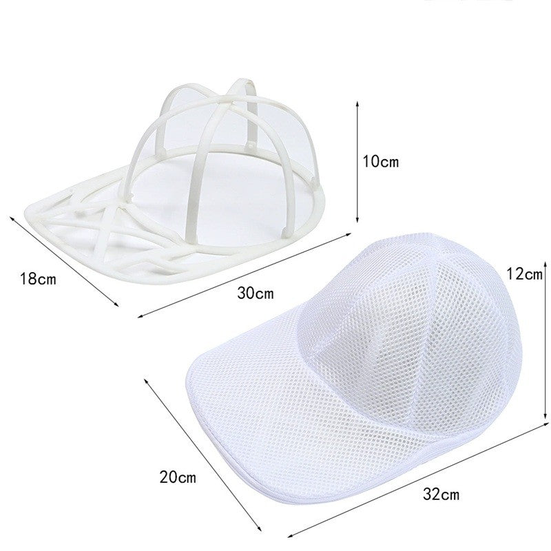 Husă de Spălare pentru Șapcă, Protecție împotriva Deformării cu Suport Inclus, Poliester cu Fermoar, 25 x 34 cm, Circumferință 53 cm, Alb/Albastru