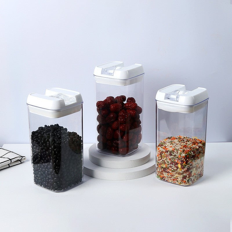 Set 6 Recipiente pentru Depozitare Alimente, Inchidere Ermetica si Design Stivuibil, Plastic Transparent, Capace Albe, 2 x 0.5L, 2 x 0.8L, 2 x 1.2L