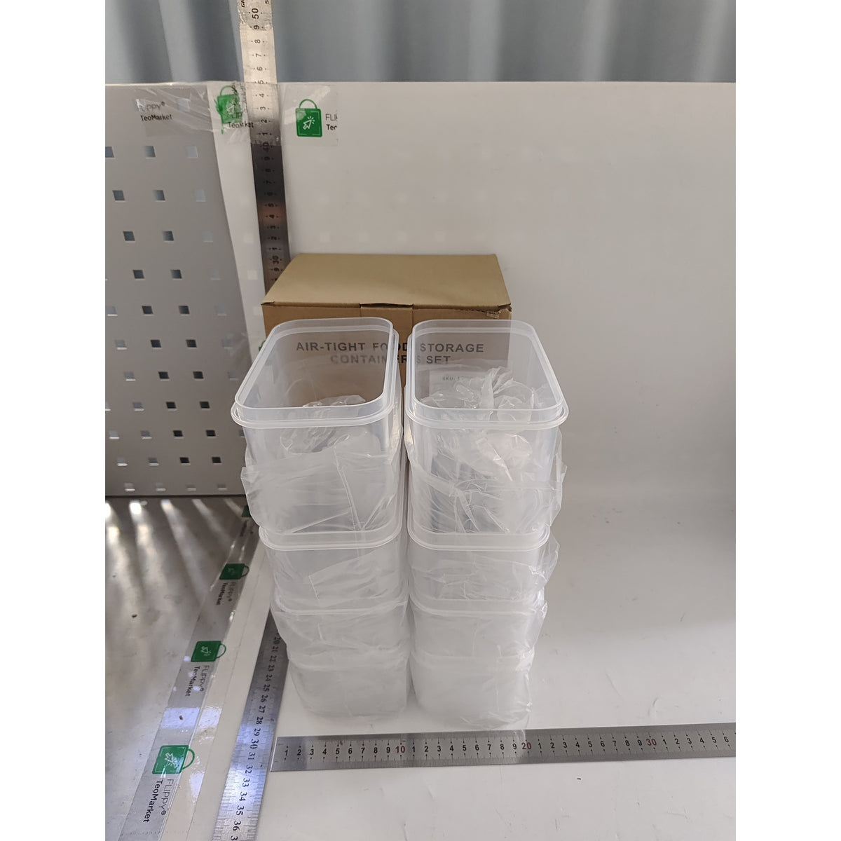 Set 8 Cutii Depozitare Alimente pentru Bucatarie si Condimente, Recipiente Etanse pentru Cereale, Plastic PP fara BPA, Dimensiuni Mixte, Transparent