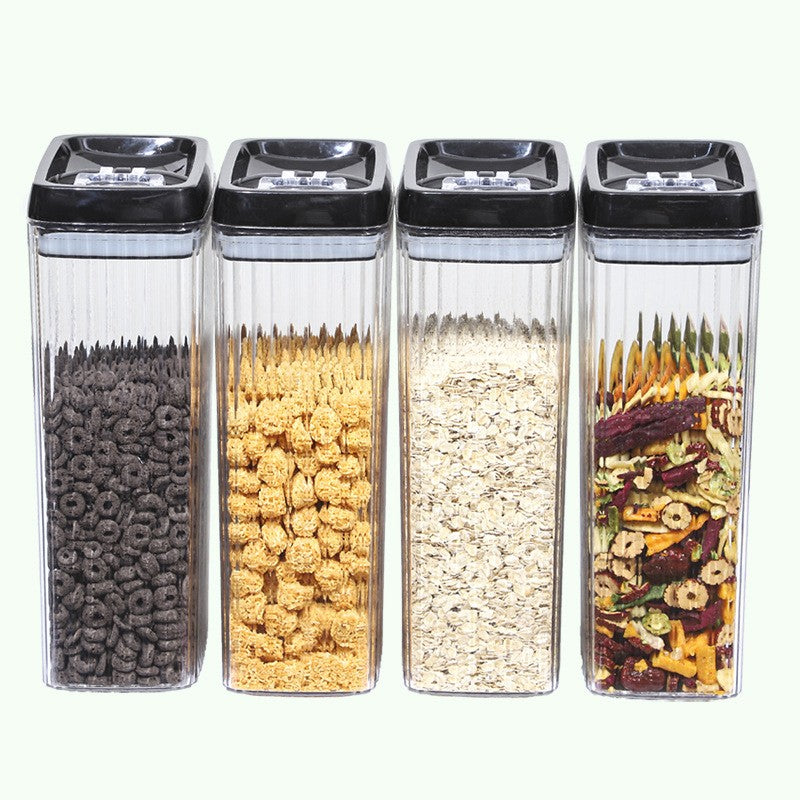 Set 4 Recipiente Depozitare Alimente, Inchidere Ermetica cu Silicon si Maner, Plastic PP si PET, 4 x 3.3 l, Transparent