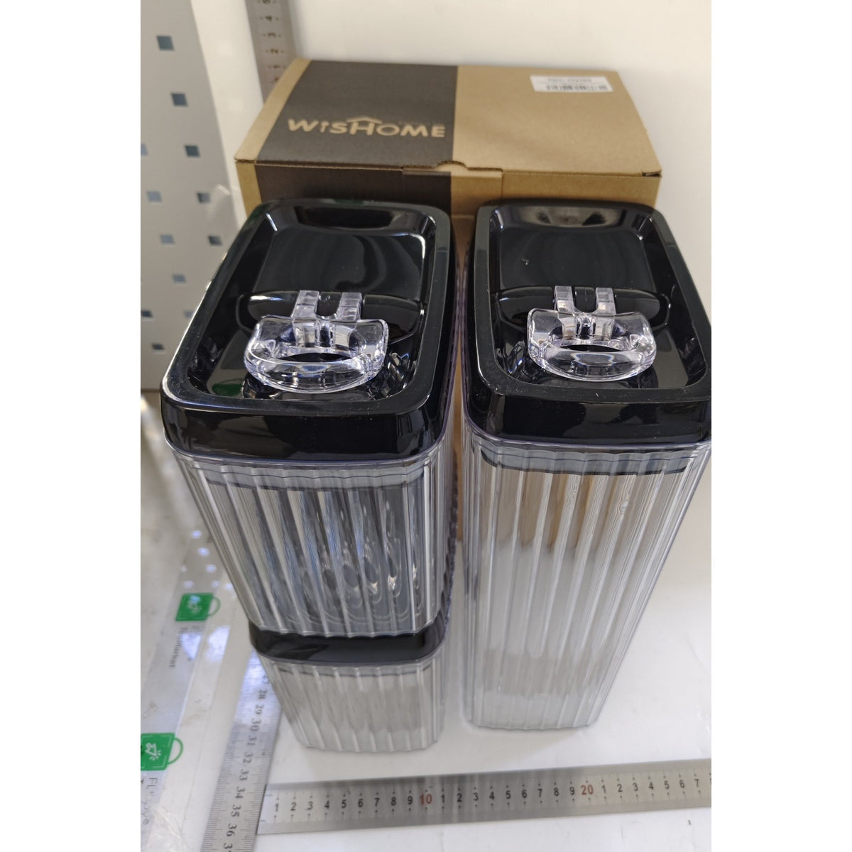 Set 3 Recipiente pentru Alimente, Inchidere Ermetica si Textura Ondulata, Plastic Transparent Stivuibil, 2 x 1.5l si 1 x 3.3l