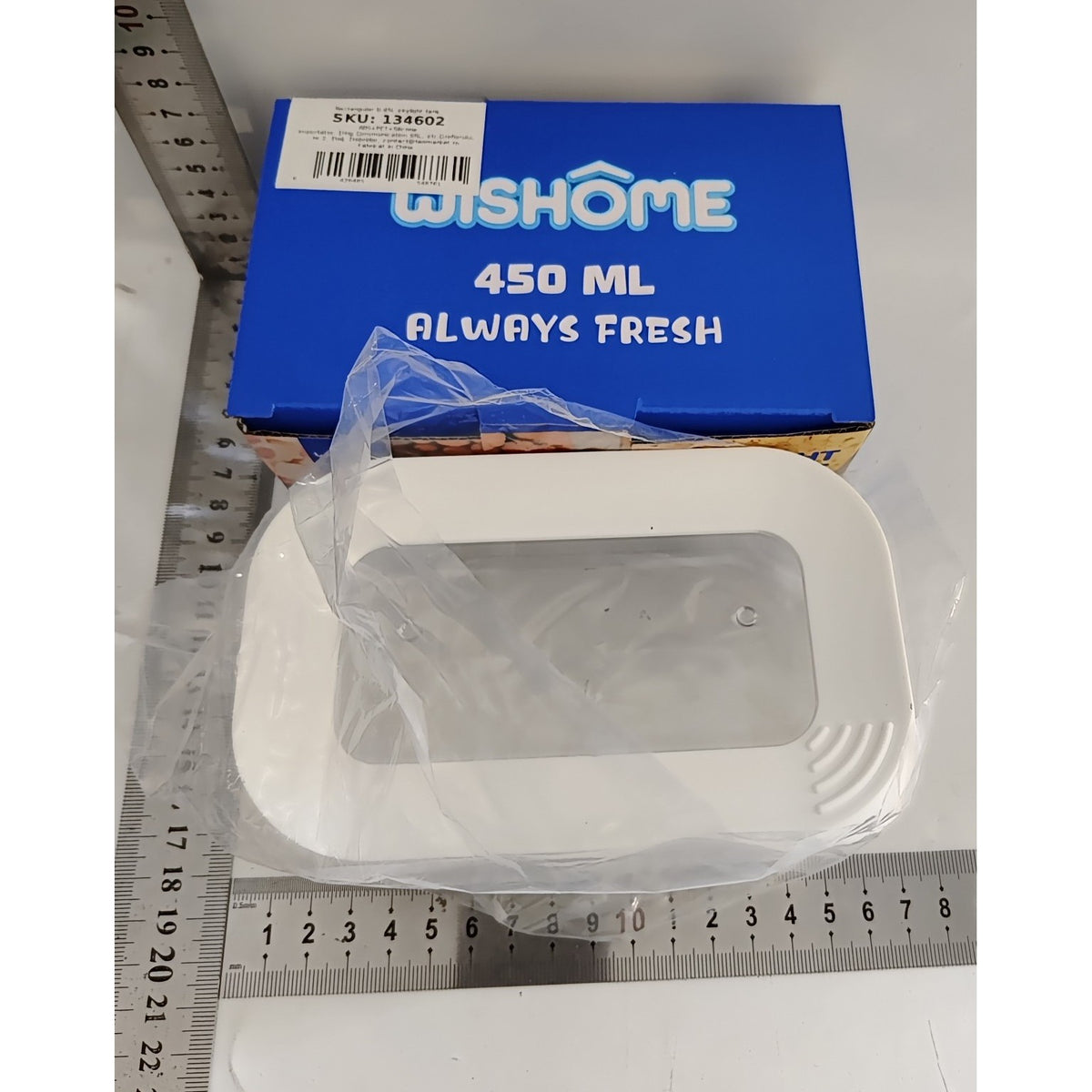 Cutie de Depozitare Alimente, Recipient Organizator Ermetic si Stivuibil, ABS si Silicon, Transparent cu Capac Alb, 450 ml, 14.5 x 9 x 6 cm