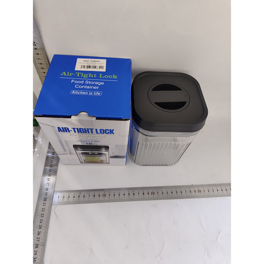 Container Depozitare Alimente si Cereale, Recipient Etans pentru Bucatarie, Plastic Transparent cu Capac Negru, 1.3 Litri