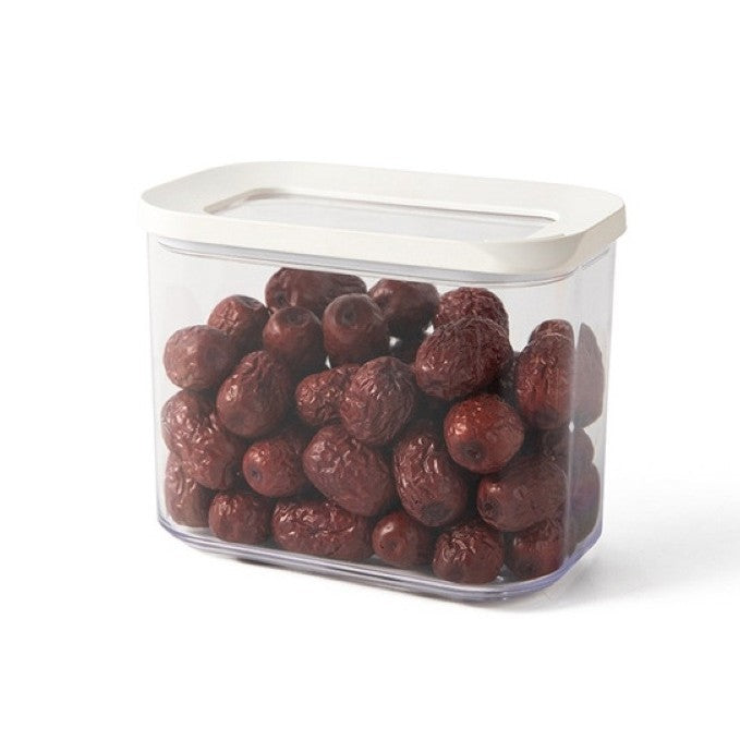 Set Cutii de Depozitare Alimente cu Inchidere Ermetica, Organizator Bucatarie Stivuibil, ABS si Silicon, 5 Piese, Alb si Transparent