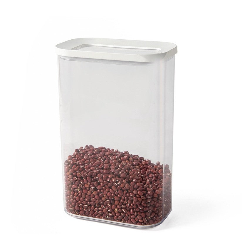 Set Cutii de Depozitare Alimente cu Inchidere Ermetica, Organizator Bucatarie Stivuibil, ABS si Silicon, 5 Piese, Alb si Transparent