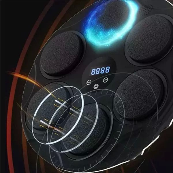 Aparat de Box Interactiv cu Muzica si Lumini, Bluetooth, Tinta de Perete cu 6 Puncte de Impact, Afisaj Digital, Incarcare USB, Material PU si ABS, Montare cu Ventuze, Multicolor, 46x46x8 cm