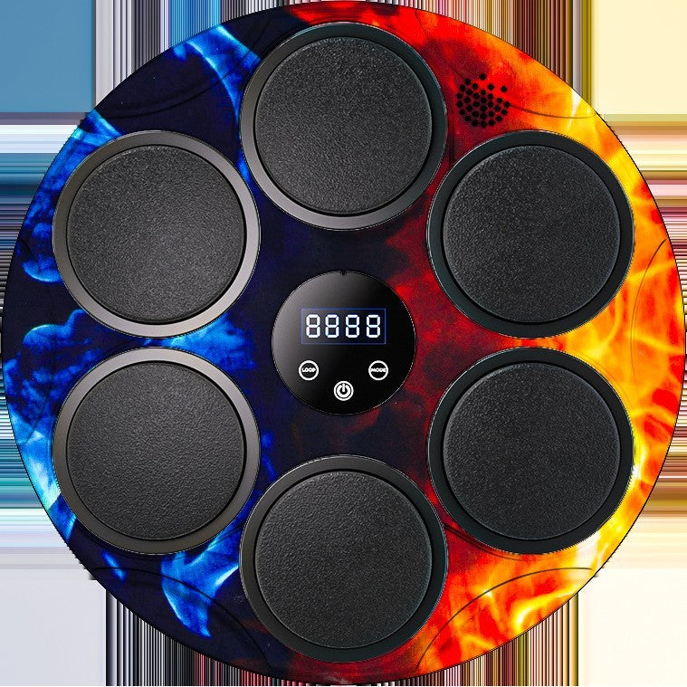 Aparat de Box Interactiv cu Muzica si Lumini, Bluetooth, Tinta de Perete cu 6 Puncte de Impact, Afisaj Digital, Incarcare USB, Material PU si ABS, Montare cu Ventuze, Multicolor, 46x46x8 cm