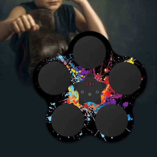 Aparat de Box Interactiv cu Muzica si Lumini, Bluetooth 4.1, 5 Tinte pentru Reflexe, Antrenament Fitness cu Afisaj Digital, Material PU si ABS, Montare cu Ventuze, Incarcare USB, Negru, 40x38x8 cm