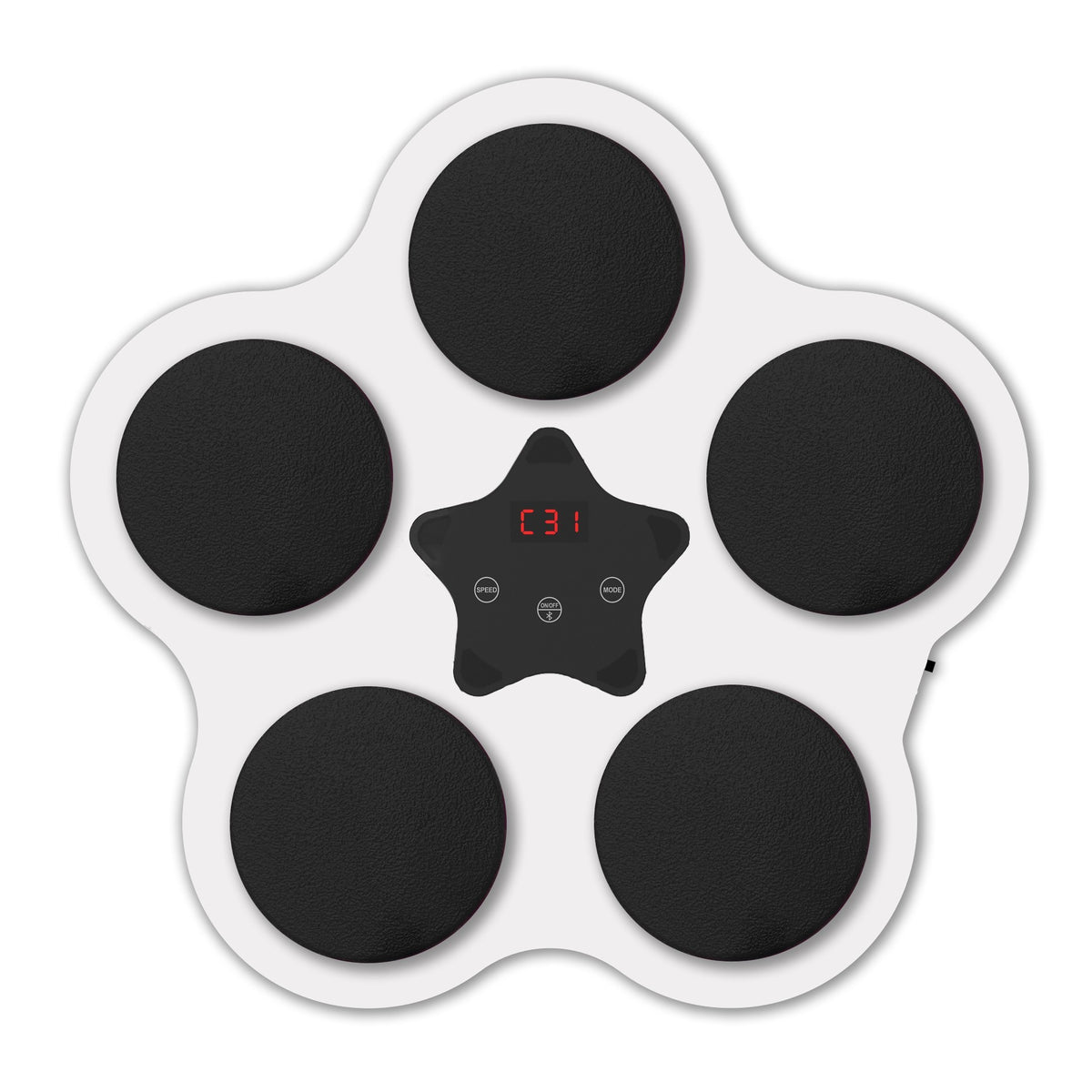 Masina De Box Muzicala Inteligenta, Jucarie De Boxat Cu Bluetooth Si Lumini, Antrenament Interactiv Cu 5 Tinte Si Afisaj Digital, Material PU Si ABS, Montare Cu Ventuze, Alb, 46x38x8 cm