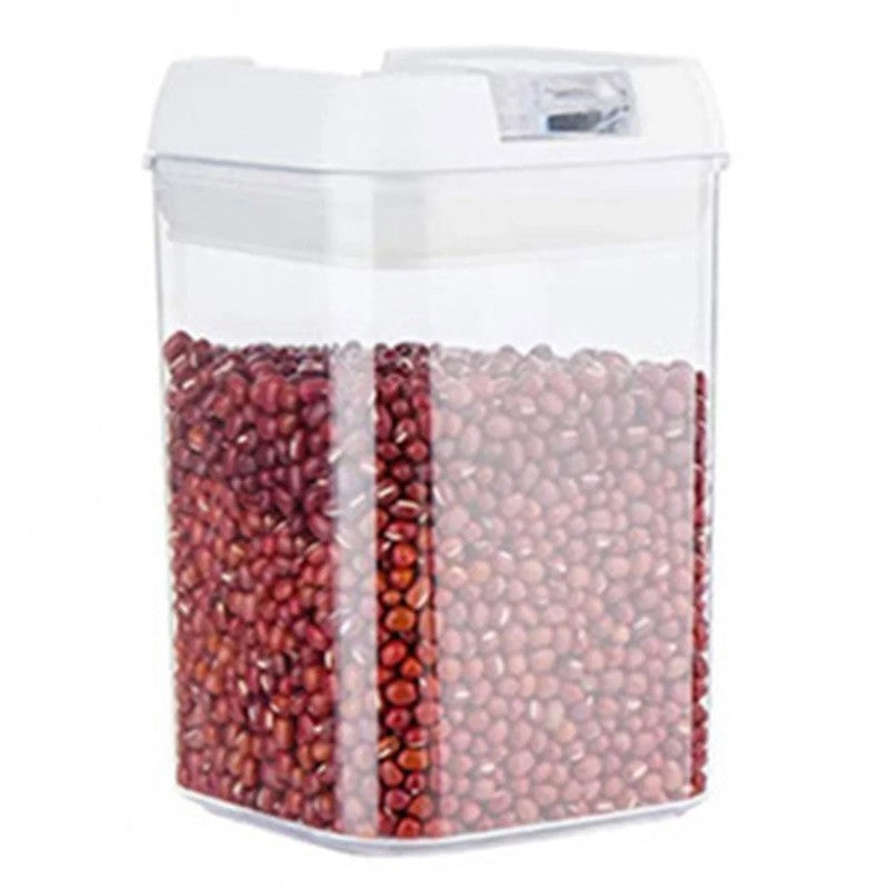 Container Depozitare Alimente si Cereale, Inchidere Ermetica cu Capac, Organizator Bucatarie, Plastic, 15.5 x 10 x 10 cm, 0.8 L, Alb