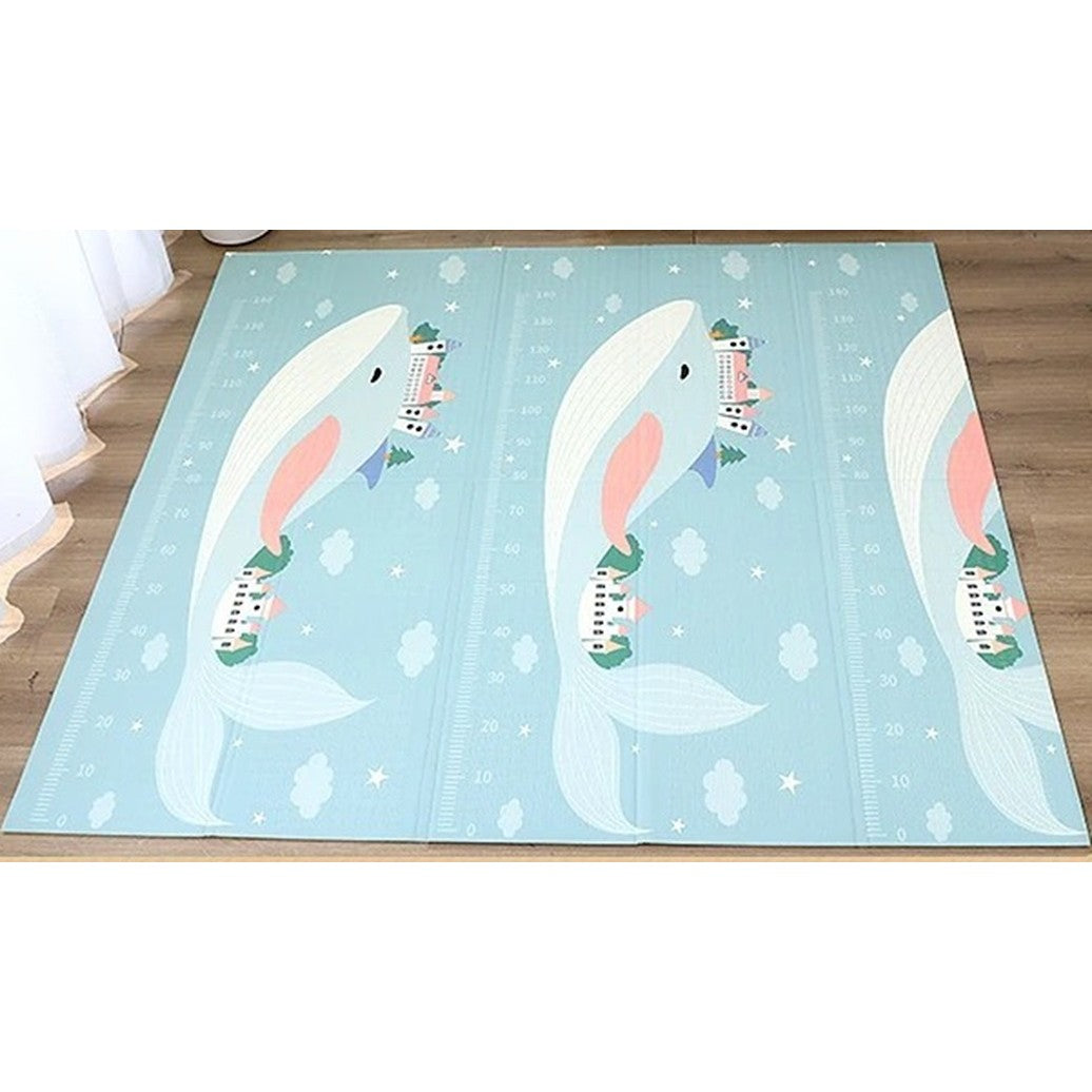 Covoraș pentru Copii și Bebelusi, Pliabil cu 2 Fețe, Impermeabil și Termoizolant, Material XPE și PE, Model Balene și Iepurași, 180 x 200 x 1.5 cm, Multicolor